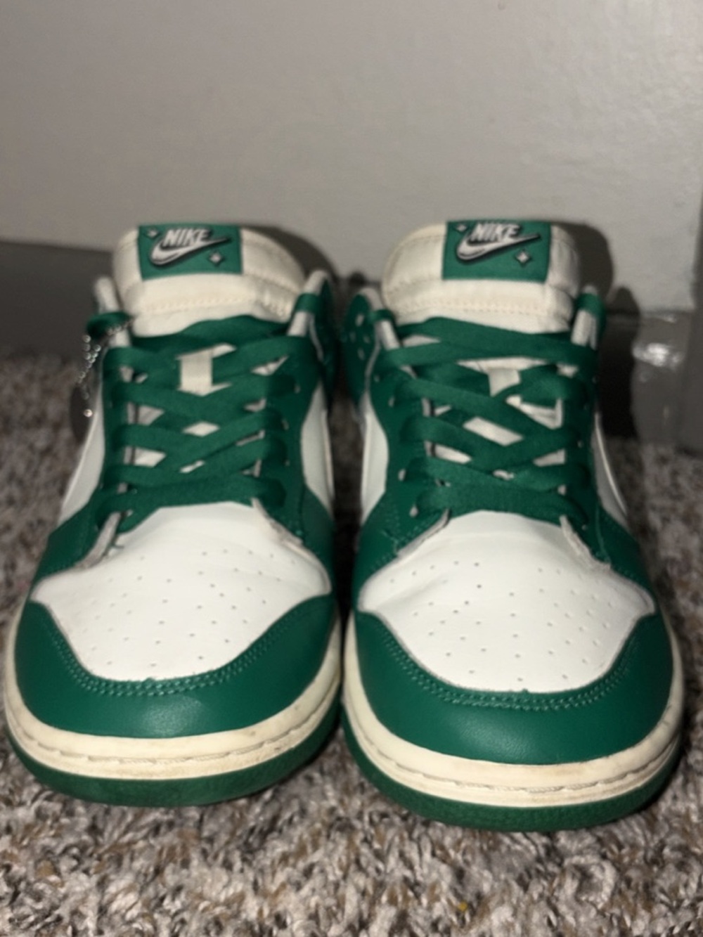 Nike Dunk Low Green White Black Leather Sneakers